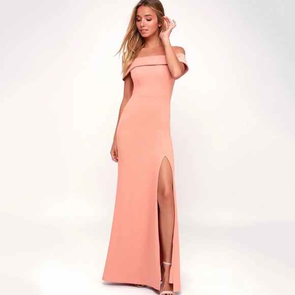 Lulus Dresses & Skirts - NWT lulus mauve pink off the shoulder maxi dress gown